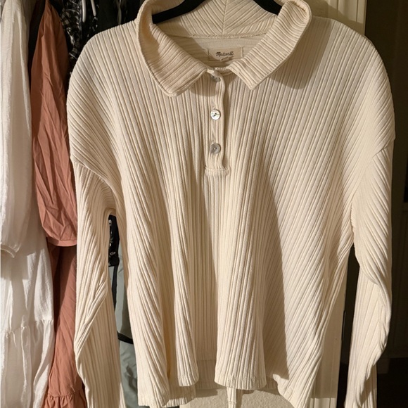 Madewell Tops - Madewell Beige Ribbed Button Down Shirt
